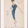 Short-sleeved two-piece dress with surplice front, sailor collar and decorative back band with buttons