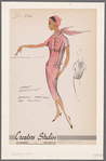 Slit-neckline dress with sharply pressed box pleats