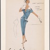 Crepe shirtwaist dress with wrap effect; linen collar and trim
