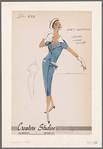Crepe shirtwaist dress with wrap effect; linen collar and trim
