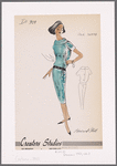 Drop-waist silk tweed dress with hip belt and midriff muff pocket