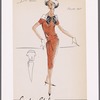 Polka dot drop-waist dress with hip sash and bow collar