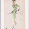 Crepe sheath dress with back-buttoned waist sash and layered portrait collar