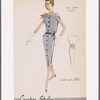 Checked cape-collar shirtwaist dress with two-piece look.