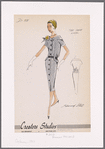 Checked cape-collar shirtwaist dress with two-piece look.