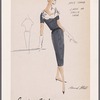 Sheer navy shirtwaist dress with revers of faille or linen