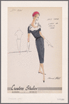 Sheer navy shirtwaist dress with revers of faille or linen