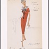 Crepe two-piece outfit with "Pierrot" collar and contrast decorative placket and bow