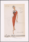 Crepe two-piece outfit with "Pierrot" collar and contrast decorative placket and bow
