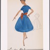 Princess-seam dress with contrast waistband and angled placket