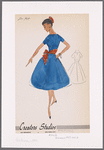 Princess-seam dress with contrast waistband and angled placket