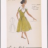 Check tweed two-piece dress with linen collar and Dickey and full box-pleated skirt