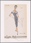 Print sheath dress with layered bodice tabs