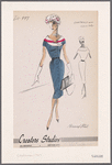 Fitted shirtwaist dress with belt and contrasting collar