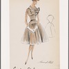 Check swing dress with bib bodice, buckled scarf collar and gathered front skirt panel