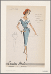 Belted sheath dress with matching cuffs and shawl collar and peplum-effect that gives two-piece look