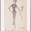 Plaid shirtwaist dress with belt, gathered back and bows at placket ends