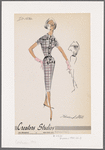 Plaid shirtwaist dress with belt, gathered back and bows at placket ends