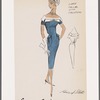 Sheath dress with hip flap pockets and fagoting on linen collar