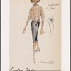 Sheath dress and collarless jacket with buttoned side closing and waist tie