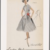 Checked shirtwaist dress with full skirt and contrast mandarin collar and placket