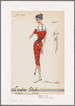 Fitted print dress with sailor collar, waistband and grosgrain trim