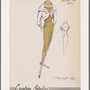 Sleeveless check dress with Florentine neckline and in-seam hip pockets; bolero jacket with tie closing