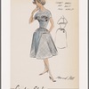 Short-sleeved plaid dress with short darts at bust and waist; jewel neckline and full skirt with welt pockets