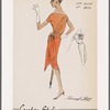Short-sleeved sheath dress with bateau neckline and side drape at back