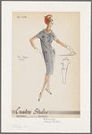 Two-piece look dress: shawl collar forms placket with button closure; hip patch pockets with button tab flaps joined in the back forming two-piece looks; button tab detail repeated on bodice