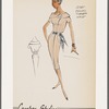 Fitted shirtwaist dress with fly front closing and shawl collar; scarf pulled through waist producing soft gathers at back