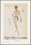 Fitted shirtwaist dress with fly front closing and shawl collar; scarf pulled through waist producing soft gathers at back