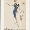 Button-down sheath dress with organza scarf collar tied at center bodice