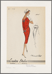 Princess dress with gathered Empire waist and V back; decorative trim woven along neckline and waistline; back inverted pleat with bow decorations