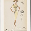 V-neckline sheath dress with lace trim along neckline and bodice closing; waistband with center bow