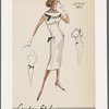 Sleeveless princess dress with bateau neckline and contrast trim on bodice matching trim at back; button details at hips, bust and back; paired with short-sleeved bolero jacket