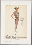 Sleeveless surplice-neckline check dress with belt, double-button front closure and decorative contrast material at right bodice; V back