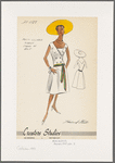 Sleeveless summer dress with surplice neckline and Dickie vestee; closed with front buttons and multi-colored ribbon belt; V back