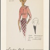 Yoke treatment with matching or contrasting bow on blouse, paired with plaid skirt