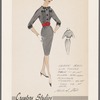 Crepe dress with tucked bodice, velvet flower appliques, and velvet cord tie at neck