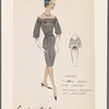 Crepe dress with tucked bodice and sleeves, and released pleating at neckline