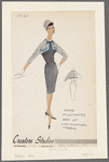 Dress with contrasting fabric and piping on yoke
