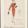 Dress with peplum waistline for two-piece look and "half bow" of taffeta under collar