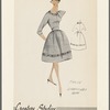 3/4-sleeve faille dress with embroidery trim, cummerbund and jabot
