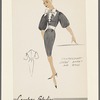Elbow-length balloon-sleeve dress with contrasting satin Dickey, bow and waistband; button and button-loop trim detailing on bodice opening