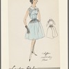 Sleeveless chiffon dress with full skirt, choir boy collar and embroidery trim on bodice and skirt yoke