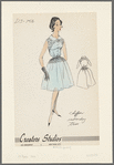 Sleeveless chiffon dress with full skirt, choir boy collar and embroidery trim on bodice and skirt yoke