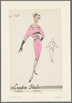 Dress with raglan sleeves, wide belt and loose bodice with button tab detail at neckline; back closure