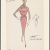 Dress with pencil skirt and buttoned belt and collar