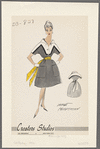 Two-toned dress with wide skirt pockets and belted with sash
